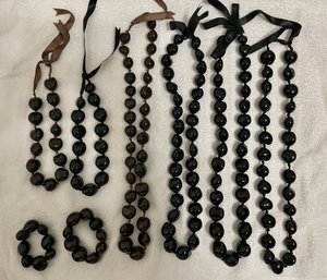 Brown Hawaiian Beads Known As Kukui Nut Leis For Protection, Peace & Enlightenment