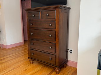 Classic Cherry Finish Six Drawer Tall Dresser