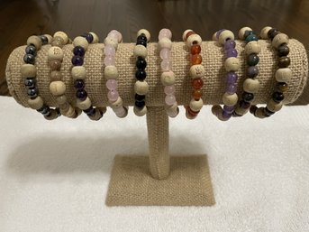 Chinese Wood And Glass Bracelets