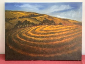Oil On Canvas- Crop Field Landscape