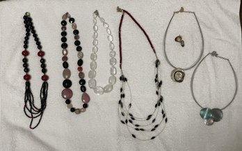 6 Assorted Beaded Necklace One With Matching Earrings