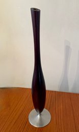 Mid-Century Modern Turned Walnut & Metal Taper Stick