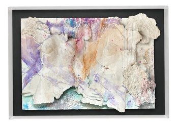 Signed And Numbered Abstract Cast Paper Relief Sculpture, Edition 4/50, Gallery Shadow Box