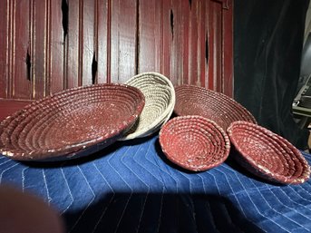 Woven Fabric Baskets That Are Painted So They Are Hard - 6 Pcs.