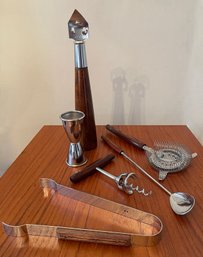 Vintage Six Piece Vintage BARWARE Set - LYMAN METAL PRODUCTS, Norwalk, Ct