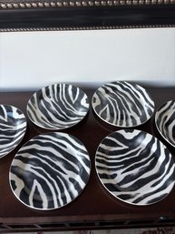 Set Of 6 Zebra Themed Pier 1 Plates