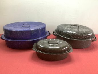 Speckled Enameled Roasting Pans Lot