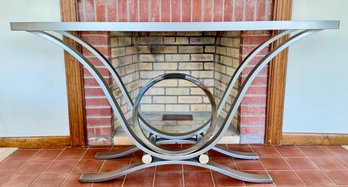 Contemporary Design  Metal And Glass Console Table.
