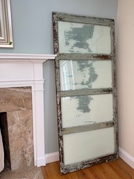 Antique Four-Pane Window With Chippy Paint, Used As Dry Erase Board!