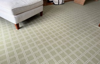 Very Large Sage Green Room Size Rug - Window Pane Pattern