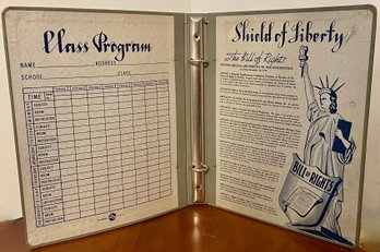 Early Vintage School Binder With The Bill Of Rights