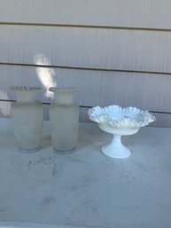 Group Of Antique Glass With Ruffled Edges