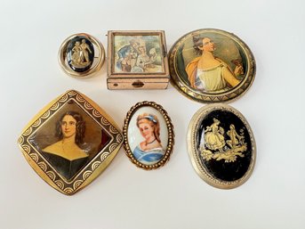 Vintage Portrait Brooches & Trinket Box: Goldette Limoges And More (6)
