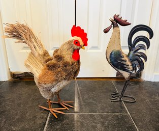 Pair Of Decorative Roosters - Turners Gates Sculptures & More