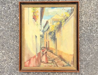 Oil On Board, Peasant In A Mexican Village, Signed