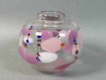 Beautiful Signed Hand Painted Glass Vase