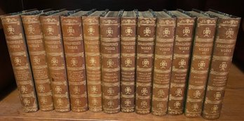 Twelve Antique Leather Bound Volumes Of Shakespeare - 1897