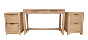 Restoration Hardware  Teen Laguna Aged Driftwood Desk And Matching Nightstands