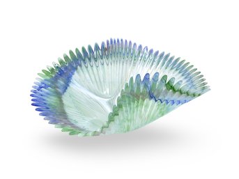 Mid Century Lavorazione Arte Murano Italy Art Glass Spiked Rim Bowl