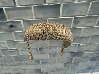 Chanel Pave Jeweled Band Bracelet With Open Link Extension Clasp