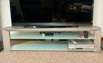 Modern Silver Metal & Frosted Glass TV Media Console Stand