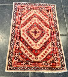 A Vintage Hand Knotted And Dyed Hamadan Wool Carpet