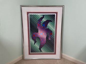 Vintage Victor Vasserrely 'Harlequin Jester' Pencil Signed & Numbered Lithograph