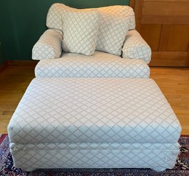 Ethan Allen Upholstered Arm Chair And Ottoman