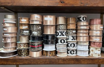 More Than 50 Spools Of Neutral And Animal Print Ribbon