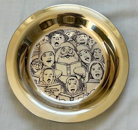1972 Sterling Silver Franklin Mint  Plate THE CAROLERS By Norman Rockwell.