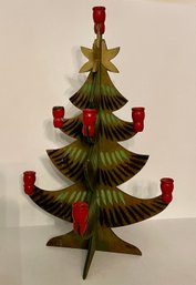 Painted Wooden Christmas Tree Decoration - Flattens For Storage