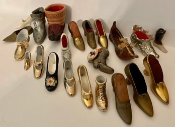 Large Group Of 22 Antique/ Vintage  Small Shoe Shaped Items