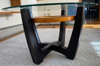 Mid Century Round Glass Top Coffee Table