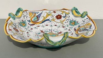Vintage Deruta Italian Pottery Serving Dish With Braided Handles