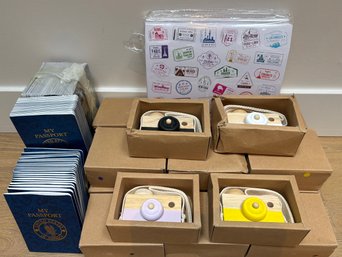 Wooden Cameras, Passports And Stickers