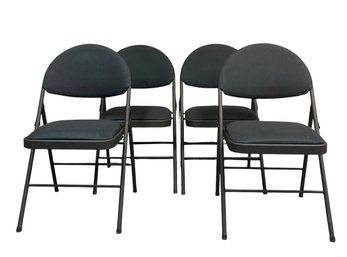 Four Cosco Padded Metal Folding Chairs
