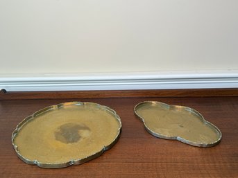 Vintage Etched Brass Platters