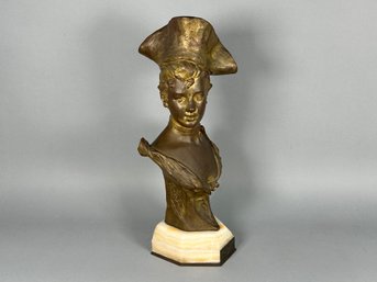 Antique Van Der Straeton 'Von Der Struck' Bronze Bust Statue On Marble Base