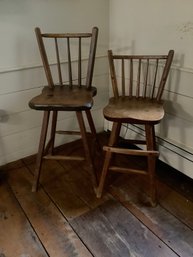 Antique Stools Lot Of 2