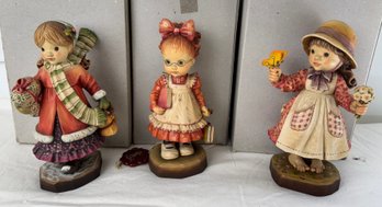 Three Anri Sarah Kay Wood Carvings