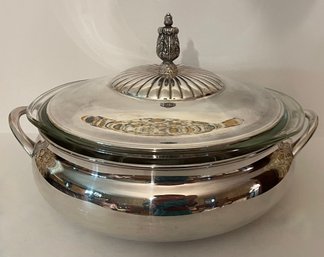 Gorham Silver Plate Lidded Serving Dish With Glass Liner