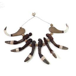 Tora Tora Wood, Boars Teeth And Bone Spiritual Power Necklace As Worn By The Toraja People