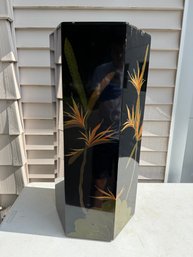 Black Lacquer Hexagonal Floor Vase Stand Made In Taiwan