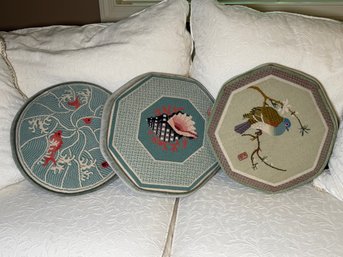 Three Beautiful Francie Bergquist Handmade Needlepoint Pillows