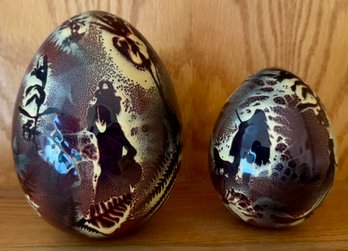 Two Pottery Eggs Signed Orsini