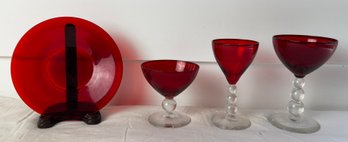 Ruby Red Glassware Over Forty Pieces