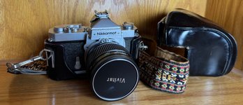 Vintage Nikon Camera With Vivitar Lens