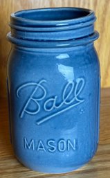 Cute Little Signed Pottery Mason Jar