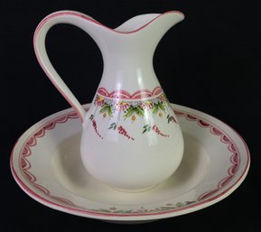 Large Ceramic Pitcher And Bowl Set