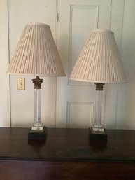 Vintage Glass Pair Of Lamps